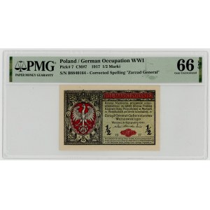 1/2 marki polskiej 1916, seria B, Generał, PMG 66 EPQ