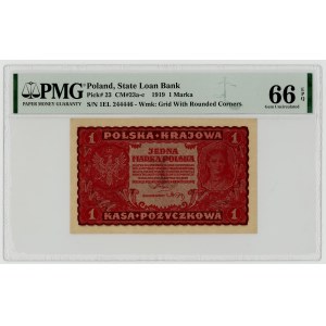 1 marka polska 1919, I serja EL, PMG 66 EPQ
