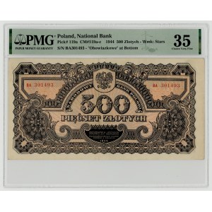 500 złotych 1944, seria BA, obowiązkowe, PMG 35