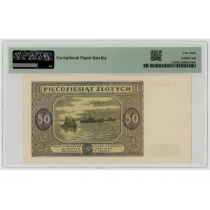 50 złotych 1946, seria D, PMG 58 EPQ