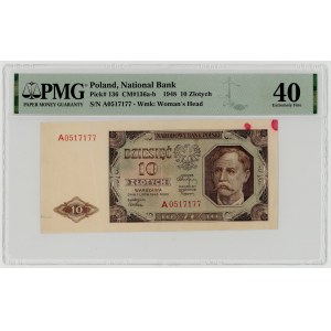 10 złotych 1948, seria A, PMG 40