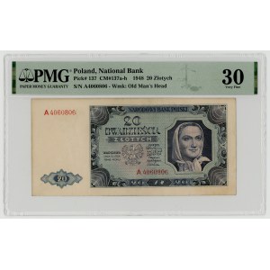 20 złotych 1948, seria A, PMG 30