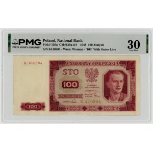 100 złotych 1948, seria K, PMG 30