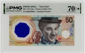 PWPW, banknot testowy 50, Charlie Chaplin 2017, PMG 70 EPQ *, MAX NOTA