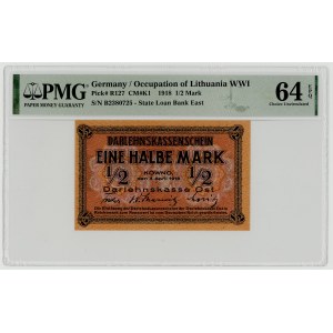 KOWNO, 1/2 marki 1918, seria B, PMG 64 EPQ