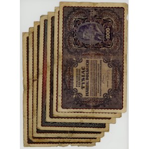 5.000 marek polskich 1920, różne serie, zestaw 7 sztuk