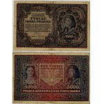 5.000 marek polskich 1920, różne serie, zestaw 7 sztuk
