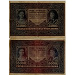 5.000 marek polskich 1920, różne serie, zestaw 7 sztuk