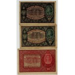 10, 20, 100 marek polskich 1919, zestaw 9 sztuk