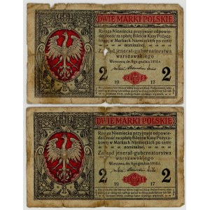 2 marki polskie 1916, jenerał seria A, zestaw 2 sztuk