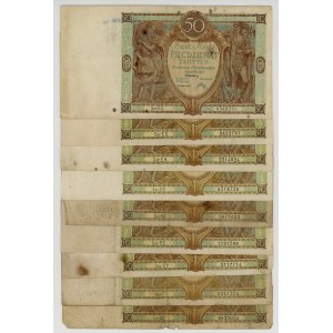 50 złotych 1929, zestaw 9 sztuk