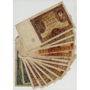 20 i 100 złotych 1931 - 1934, różne serie, zestaw 15 sztuk