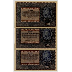 100 marek polskich 1919, zestaw 3 sztuk