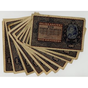 100 marek polskich 1919, zestaw 10 sztuk