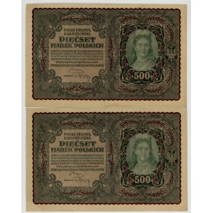 500 marek polskich 1919, I serja BN z kolejnymi numerami seryjnymi, zestaw 2 sztuk