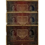 500 marek polskich 1919, różne serie, zestaw 5 sztuk
