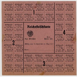 Niemiecka karta żywnościowa na mięso z okresu I wojny światowej, ważna od 16 kwietnia do 13 maja 1917