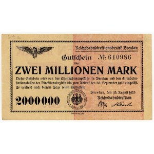 Wrocław/Breslau, Reichsbahndirektion, 2.000.000 marek 1923