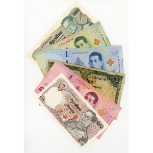 Tajlandia, 100, 50, 20, 10 bahtów, zestaw 6 sztuk