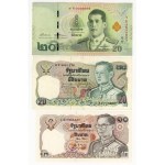 Tajlandia, 100, 50, 20, 10 bahtów, zestaw 6 sztuk