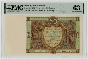 50 złotych 1929, seria EY., PMG 63