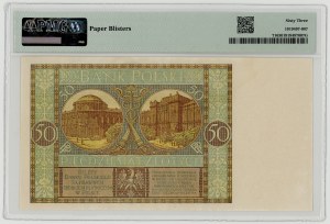 50 złotych 1929, seria EY., PMG 63