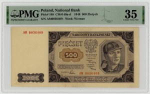 500 złotych 1948, seria AM, PMG 35
