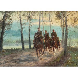 Leonard Winterowski (1868 Chernivtsi - 1927 Varsovie), patrouille de lanciers