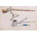 Apoloniusz Kędzierski (1861 Suchedniów - 1939 Warsaw), Two sketches of weapons and equipment