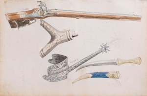 Apoloniusz Kędzierski (1861 Suchedniów - 1939 Warszawa), Dwa szkice broni i wyposażenia