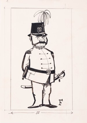 Jerzy Flisak (1930 Warszawa - 2008 tamże), Generał - służbista, proj. ilustracji do Przygód Dobrego Wojaka Szwejka, l. 60. XX w.