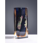 PAVEL HLAVA (CZECH / BOHEMIAN 1924 - 2003) - EDGED VASE WITH FUSED SILVER