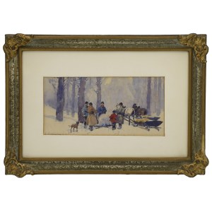Adam SETKOWICZ (1876-1945), In winter by the campfire
