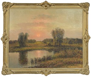Wiktor KORECKI (1890-1980), Łąka o zachodzie słońca
