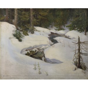 Antoni BROSZKIEWICZ (1872-1936), Un ruisseau dans la forêt