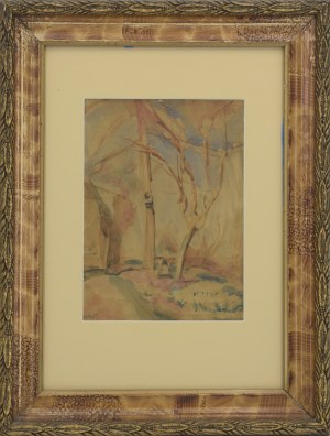 Wojciech WEISS (1875-1950), Pejzaż z domem i drzewami
