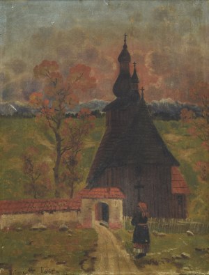 Karol HEIMROTH (1860-1930), Przed kościółkiem w Rabce
