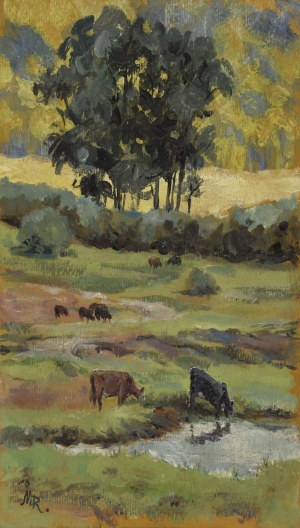 Michał Maksymilian REKUCKI (1884-1971), Pejzaż z krowami