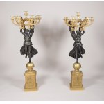 Pair of candelabra of empire type, seven-light candelabra