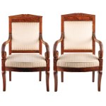PAIR OF EMPIRE STYLE SEATS, 19th century.