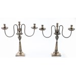 PAIR OF CLASSICIST CANDELABERS, Silesia, Wrocław, David Gottlieb Raudner, 1795-1800, Silver, sample 12, weight 1113 g. H.37, arm span 39.5 cm