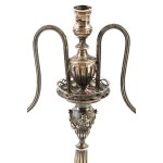 PAIR OF CLASSICIST CANDELABERS, Silesia, Wrocław, David Gottlieb Raudner, 1795-1800, Silver, sample 12, weight 1113 g. H.37, arm span 39.5 cm