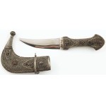 JAMBIJA, Arabian Peninsula, 20th century, Steel, nickel plating, sterling silver, sample 925, filigree, jewelry stones