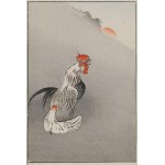 ROOSTER AND HEN AT SUNRISE