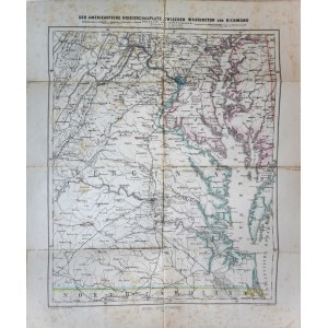PETERMANN, A., Ph.D., Map of the American Theater of War between Washington and Richmond, Justus Perthes, 1862, Sketched by A. Petermann, map of the American theater of war between Washington and Richmond, American Civil War