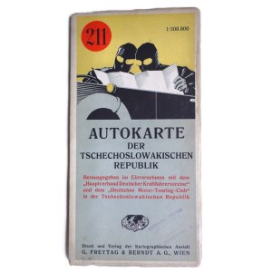 Autokarte der Tschechoslowakischen Republik č. 211, Automobilová mapa Československé republiky, Vídeň 1934, Poprad, Košice, Miskolc, Užhorod