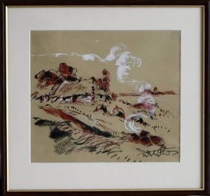 Wiktor Zin (1925-2007),Pejzaż wiejski z chałupą