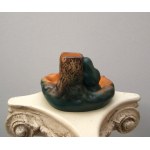 Girl with matches platter/coaster. - Ipsen Keramik, Denmark (Art Deco / 1920s).