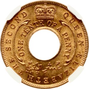 British West Africa 1/10 Penny 1956 NGC MS 65 RD