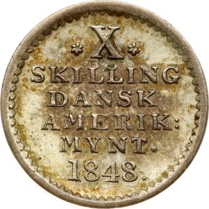 Danish West Indies 10 Skilling 1848